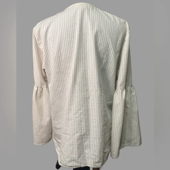Michael Michael Kors Grommet Lace Up Belle Sleeve Top Size L. - Picture 5 of 6